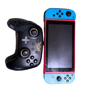 Nintendo Switch Console Red/Blue Joy-Cons + Zelda PowerA Wireless Controller RD